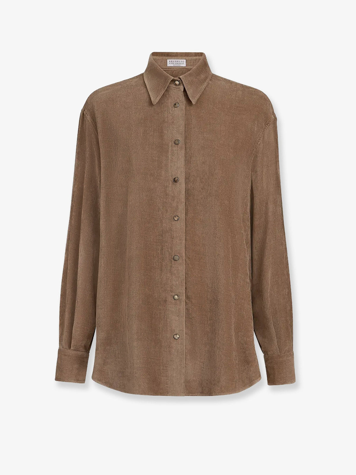 Brunello Cucinelli Fluid corduroy shirt with Monili - Cappuccino