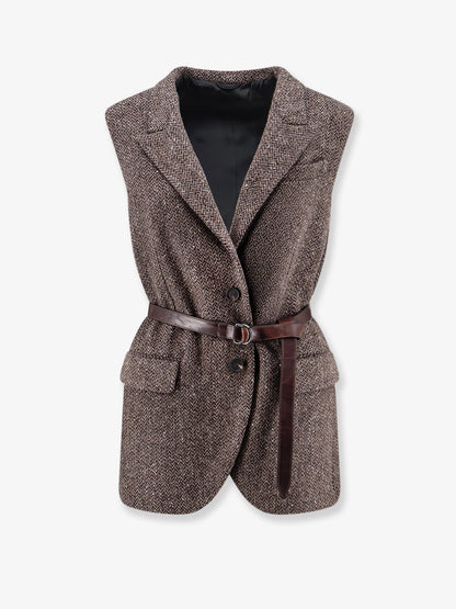 BRUNELLO CUCINELLI - Sleeveless blazer with belt