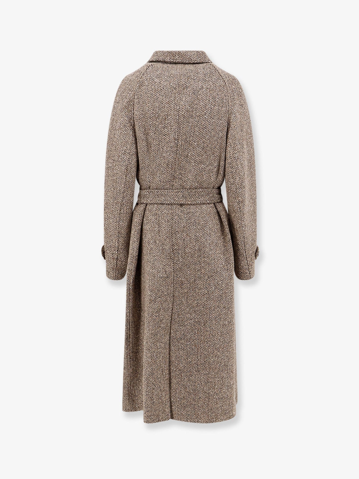BRUNELLO CUCINELLI - Herringbone coat with Monili detail