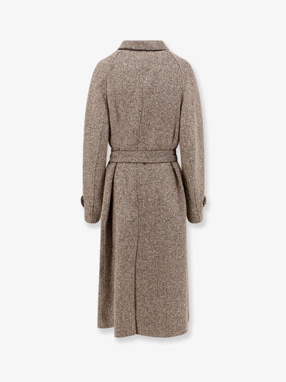 BRUNELLO CUCINELLI - Herringbone coat with Monili detail