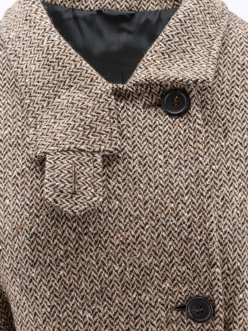 Brunello Cucinelli Herringbone coat with Monili detail - Camel/Nero