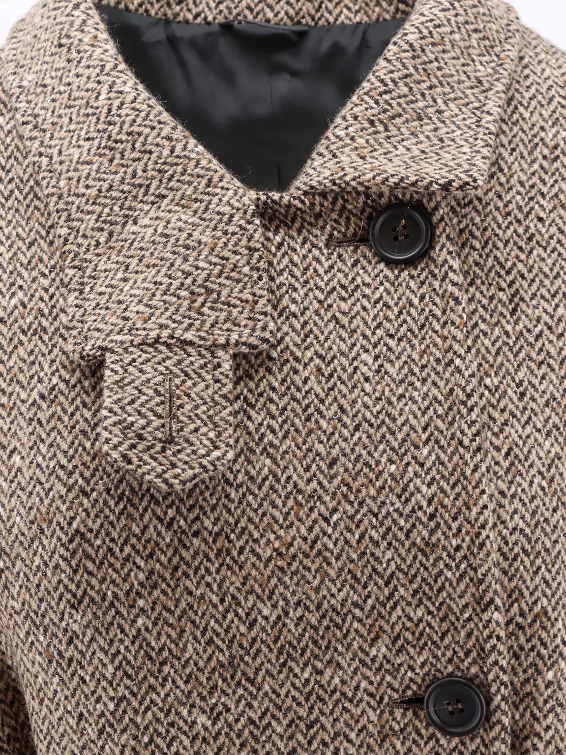 BRUNELLO CUCINELLI - Herringbone coat with Monili detail