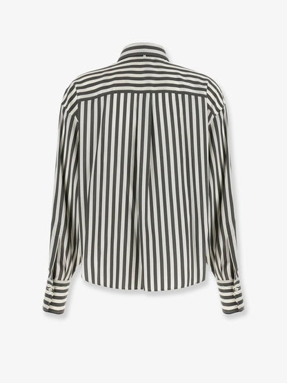 Brunello Cucinelli Striped silk shirt with foulard - Mimeticobianco