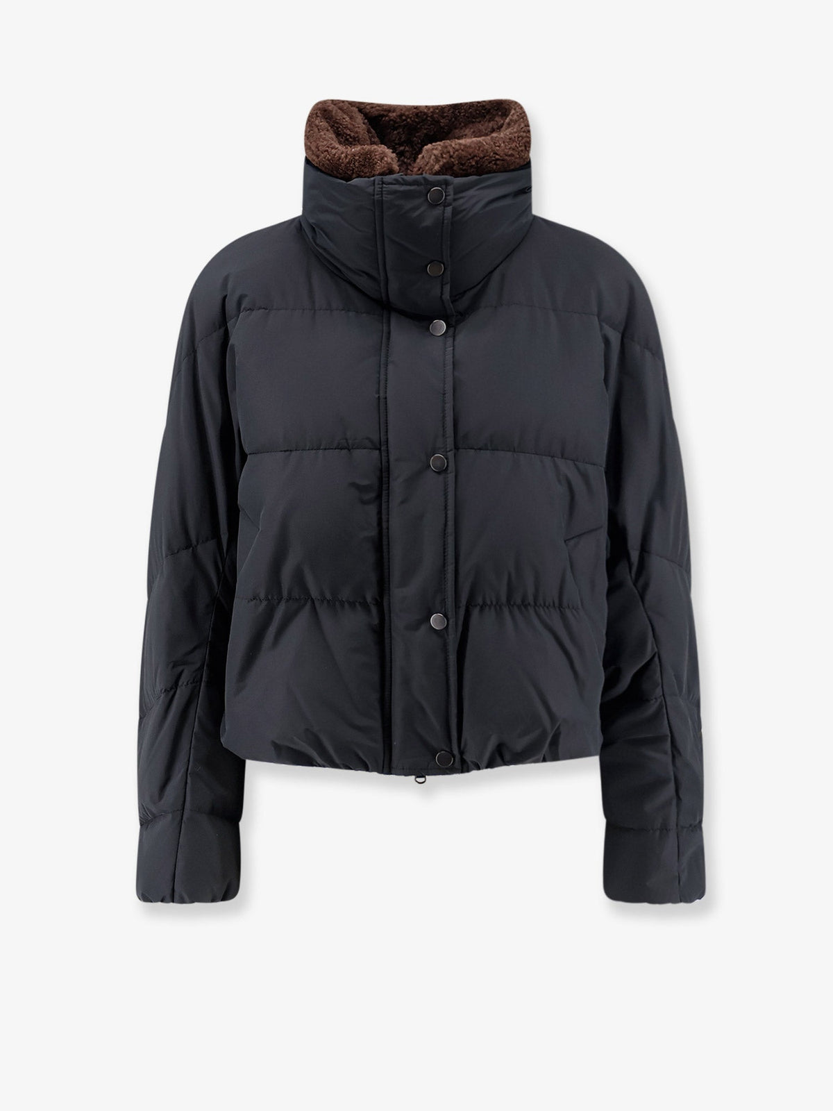 Brunello Cucinelli Down Jacket with Shearling collar - Nero