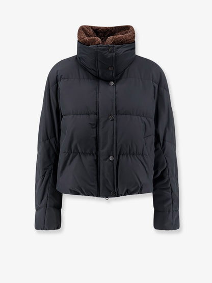 Brunello Cucinelli Down Jacket with Shearling collar - Nero