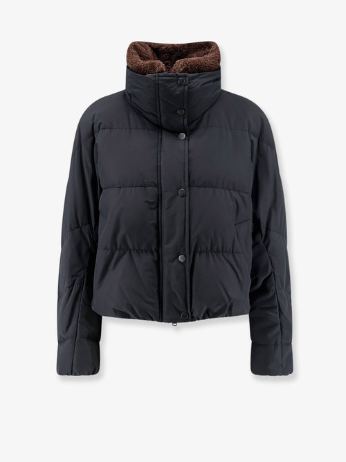 Brunello Cucinelli Down Jacket with Shearling collar - Nero