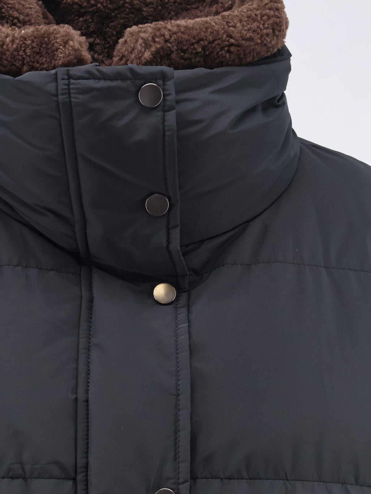 Brunello Cucinelli Down Jacket with Shearling collar - Nero