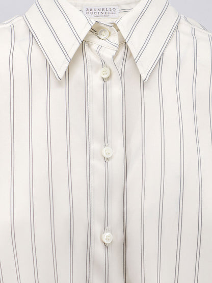 Brunello Cucinelli Striped silk shirt - White Black