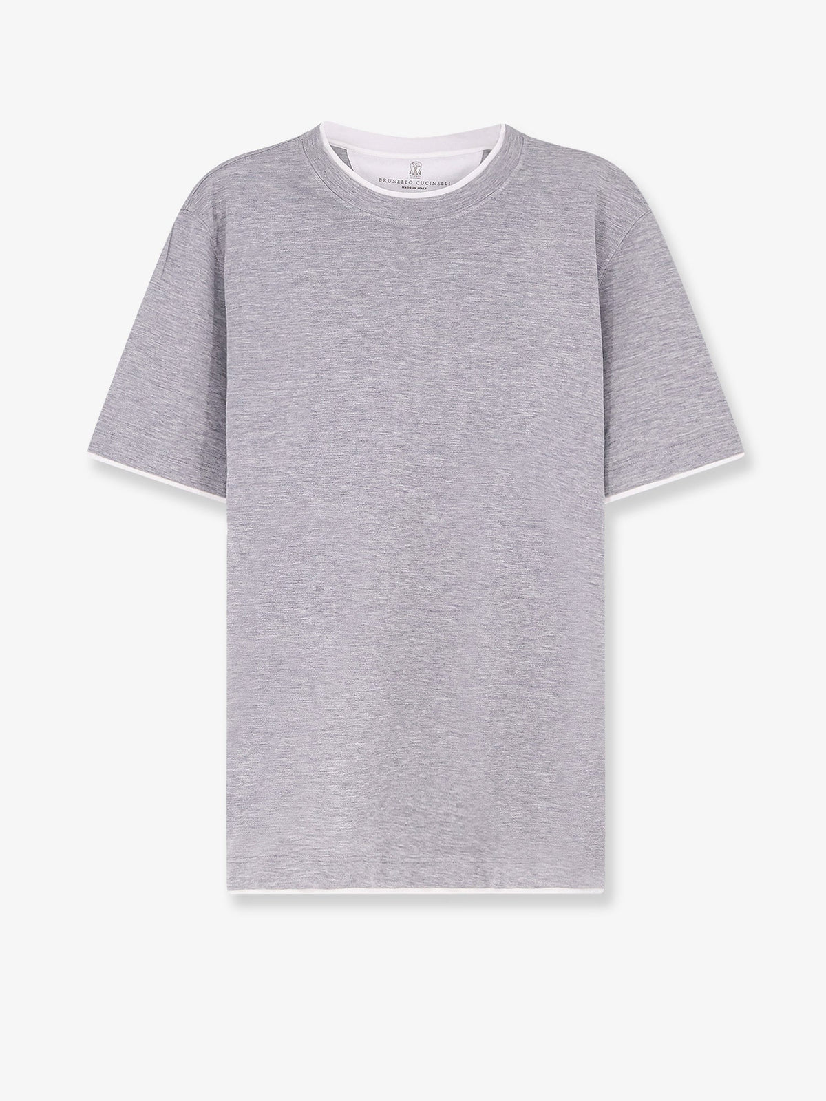 Brunello Cucinelli Silk and cotton blend T-shirt - Grigiobianco