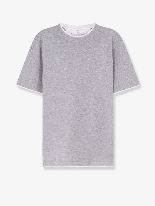 Brunello Cucinelli Silk and cotton blend T-shirt - Grigiobianco
