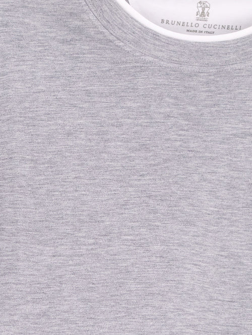 Brunello Cucinelli Silk and cotton blend T-shirt - Grigiobianco