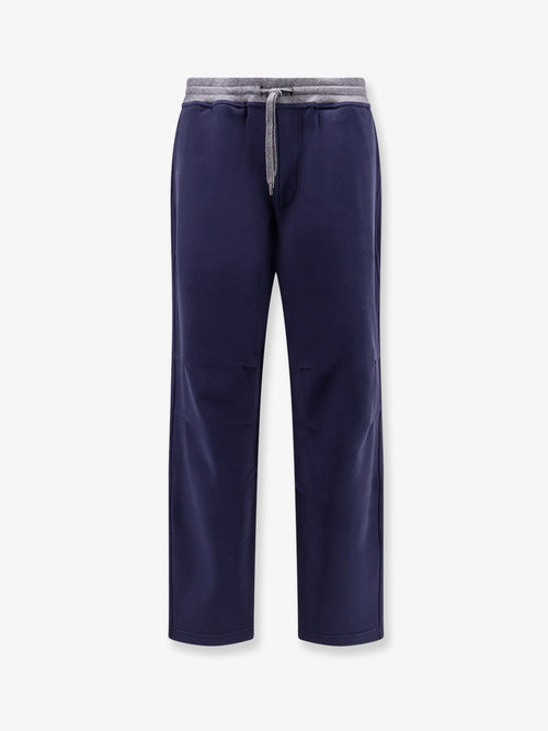 Brunello Cucinelli Cotton sweatpants with embroidery - Cobaltopiombo