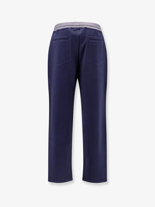 Brunello Cucinelli Cotton sweatpants with embroidery - Cobaltopiombo
