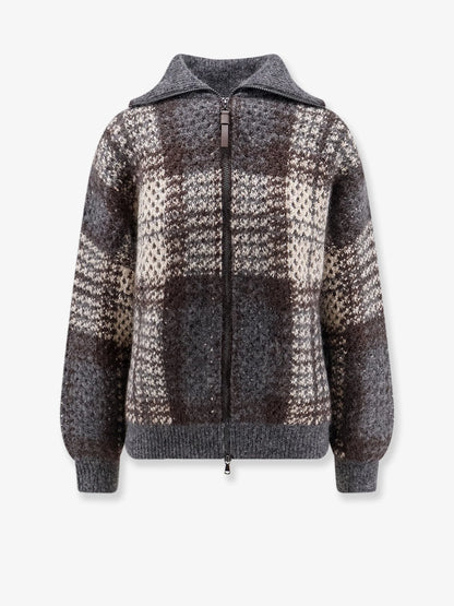 BRUNELLO CUCINELLI - Cardigan with intarsia and micro-sequin embroidery