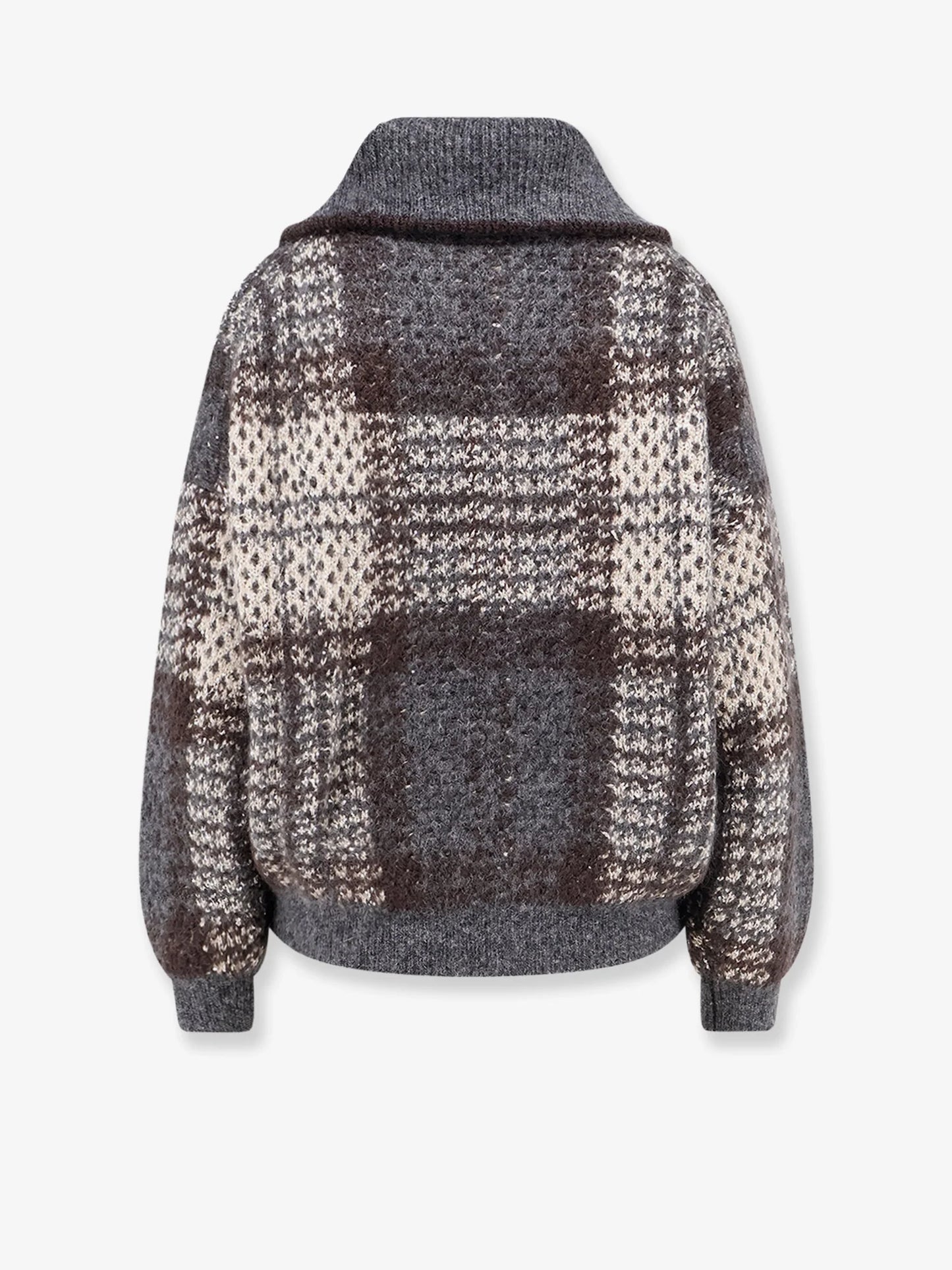 BRUNELLO CUCINELLI - Cardigan with intarsia and micro-sequin embroidery