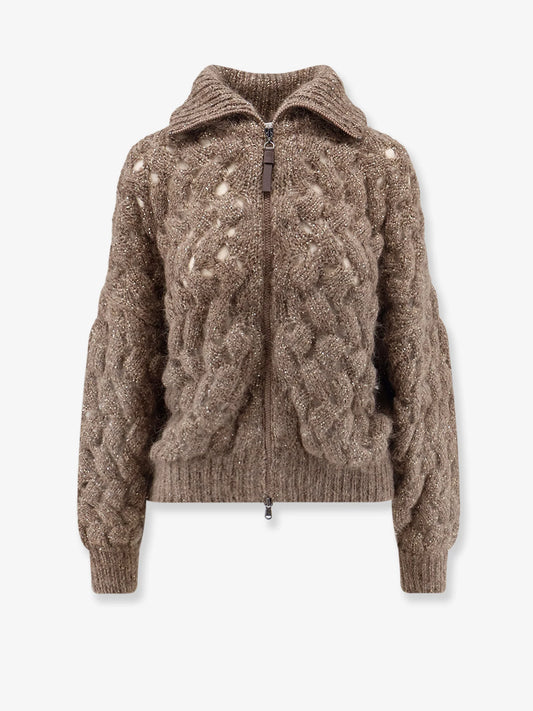 Brunello Cucinelli Perforated Cardigan With Micro Sequins