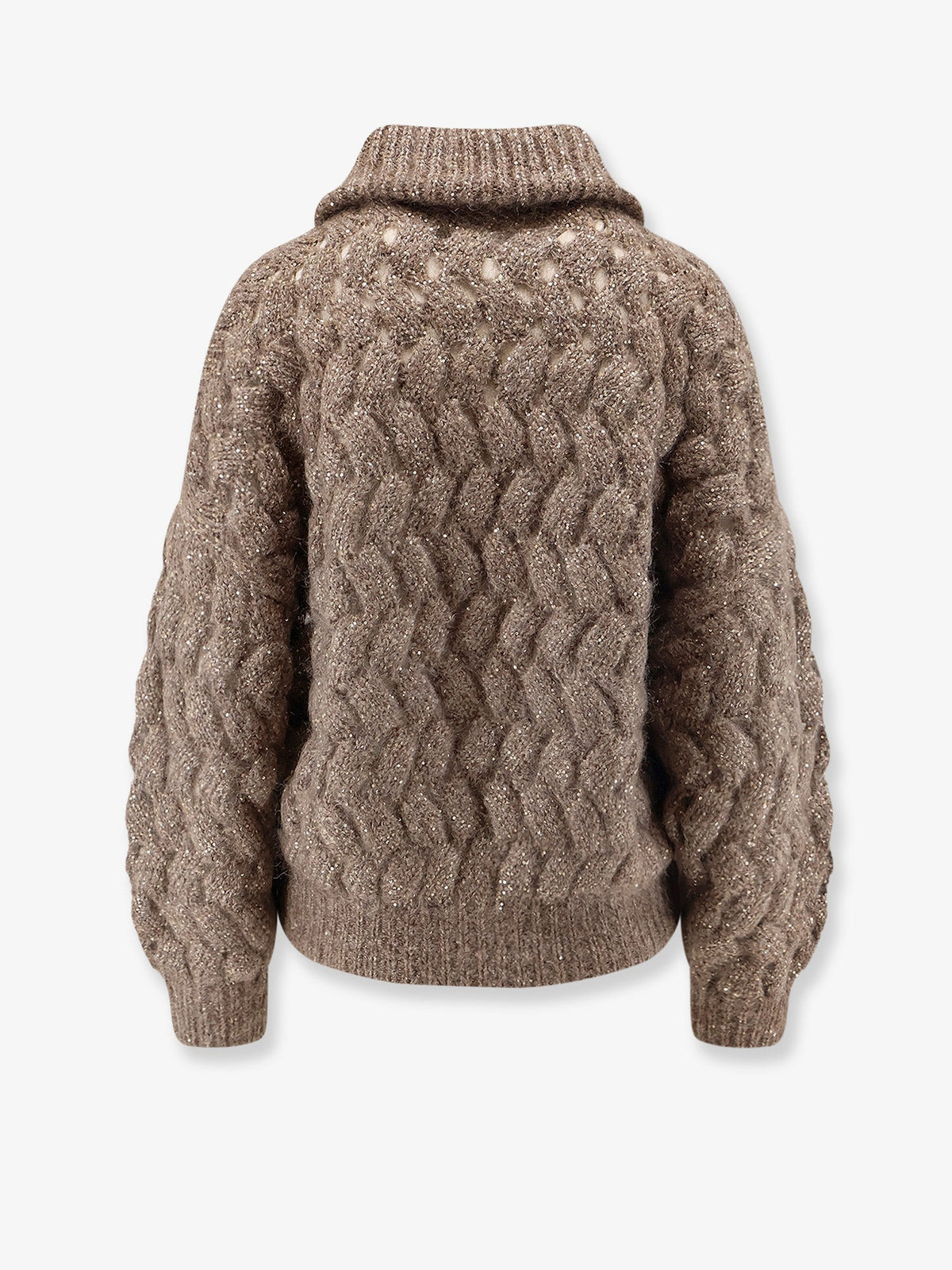 Brunello Cucinelli Perforated cardigan with micro-sequins - Brown
