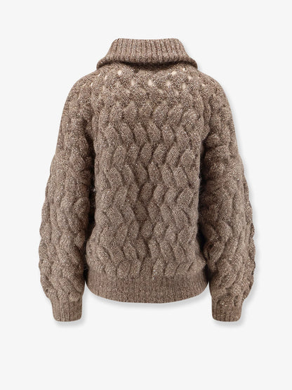 BRUNELLO CUCINELLI - Perforated cardigan with micro-sequins