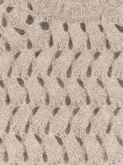 BRUNELLO CUCINELLI - Perforated sweater with micro sequins