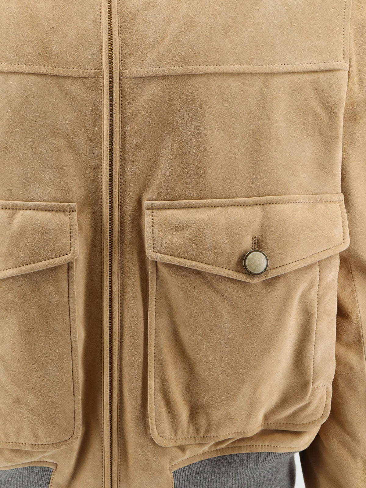 Brunello Cucinelli Padded suede jacket - Sand