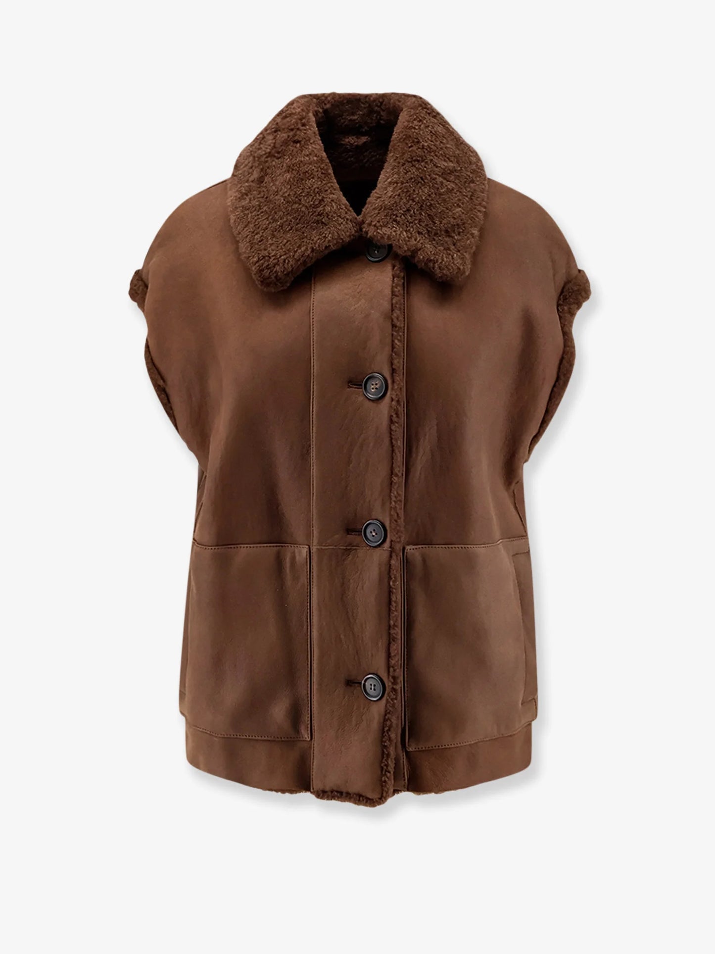 BRUNELLO CUCINELLI - Shearling sleeveless jacket