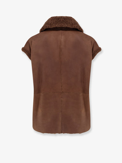 Brunello Cucinelli Shearling sleeveless jacket - Cioccolato