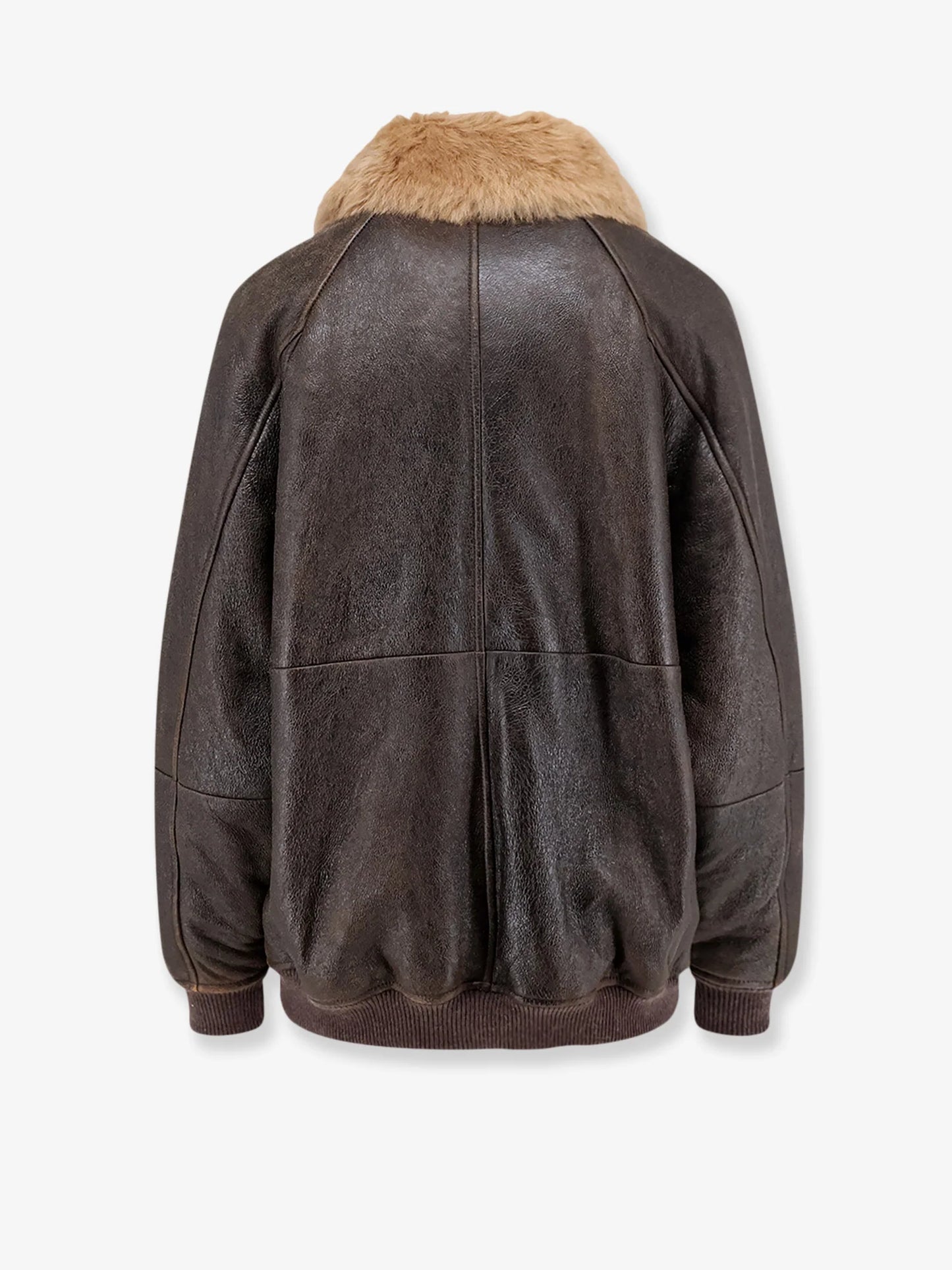 BRUNELLO CUCINELLI - Leather jacket with shearling collar