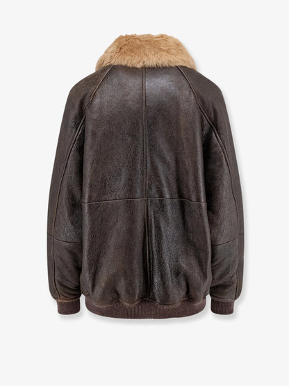 BRUNELLO CUCINELLI - Leather jacket with shearling collar
