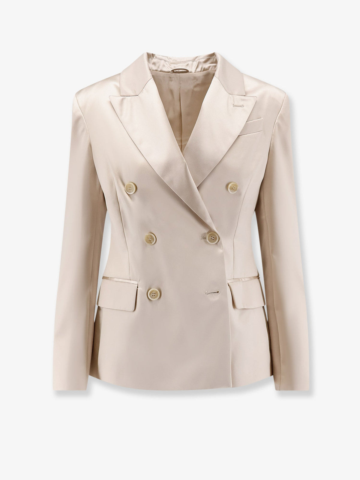 Brunello Cucinelli Double-breasted silk blazer - Champagne