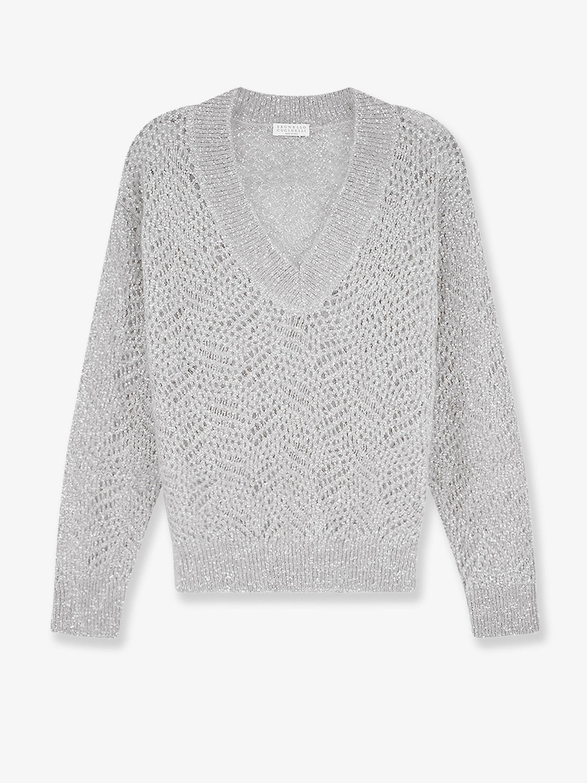 Brunello Cucinelli Mohair blend sweater with Dazzling pattern - Ghiaia