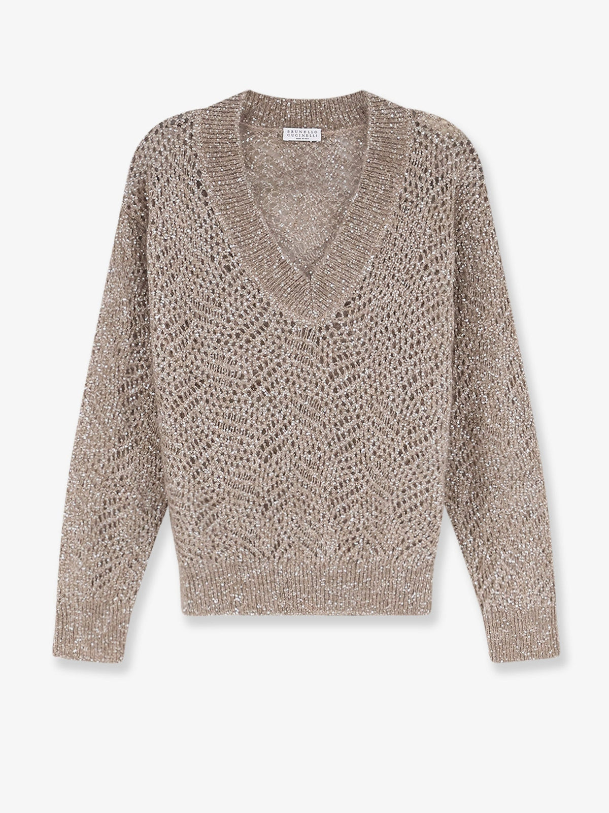 Brunello Cucinelli Mohair blend sweater with Dazzling pattern - Browncaldo