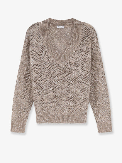 Brunello Cucinelli Mohair blend sweater with Dazzling pattern - Browncaldo