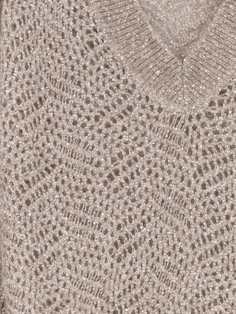 Brunello Cucinelli Mohair blend sweater with Dazzling pattern - Browncaldo