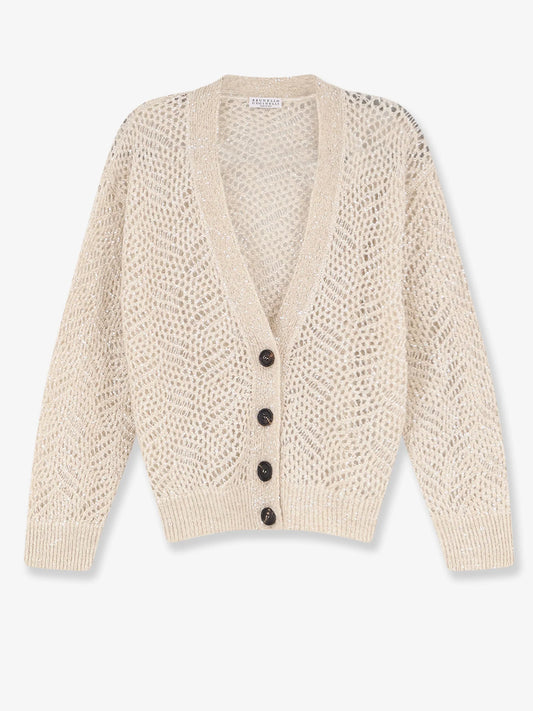 Brunello Cucinelli Mohair Blend Cardigan With Iconic Dazzling Motif