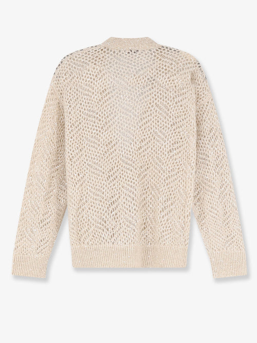 Brunello Cucinelli Mohair blend cardigan with iconic Dazzling motif - Avorio