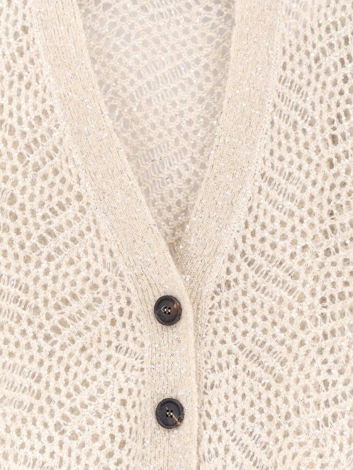 Brunello Cucinelli Mohair blend cardigan with iconic Dazzling motif - Avorio