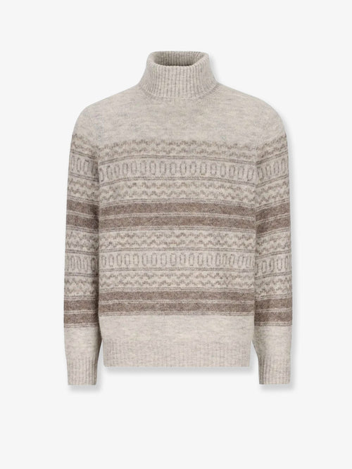 Brunello Cucinelli Nordic Jacquard alpaca, cashmere and wool blend sweater - Nebbia