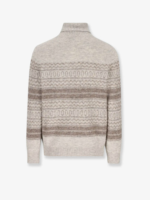 Brunello Cucinelli Nordic Jacquard alpaca, cashmere and wool blend sweater - Nebbia