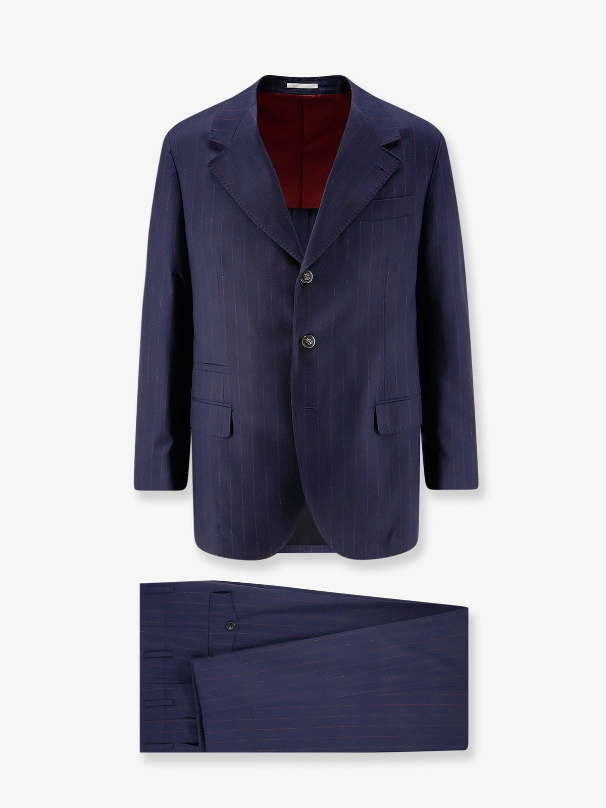 Brunello Cucinelli Virgin wool suit with pinstripe pattern - Navyrosso