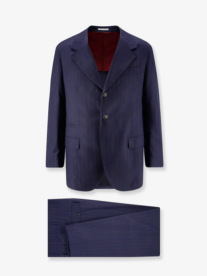 Brunello Cucinelli Virgin wool suit with pinstripe pattern - Navyrosso