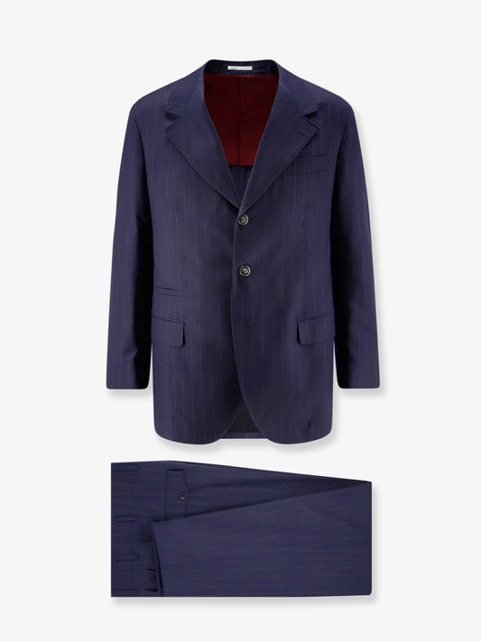 Brunello Cucinelli Virgin Wool Suit With Pinstripe Pattern