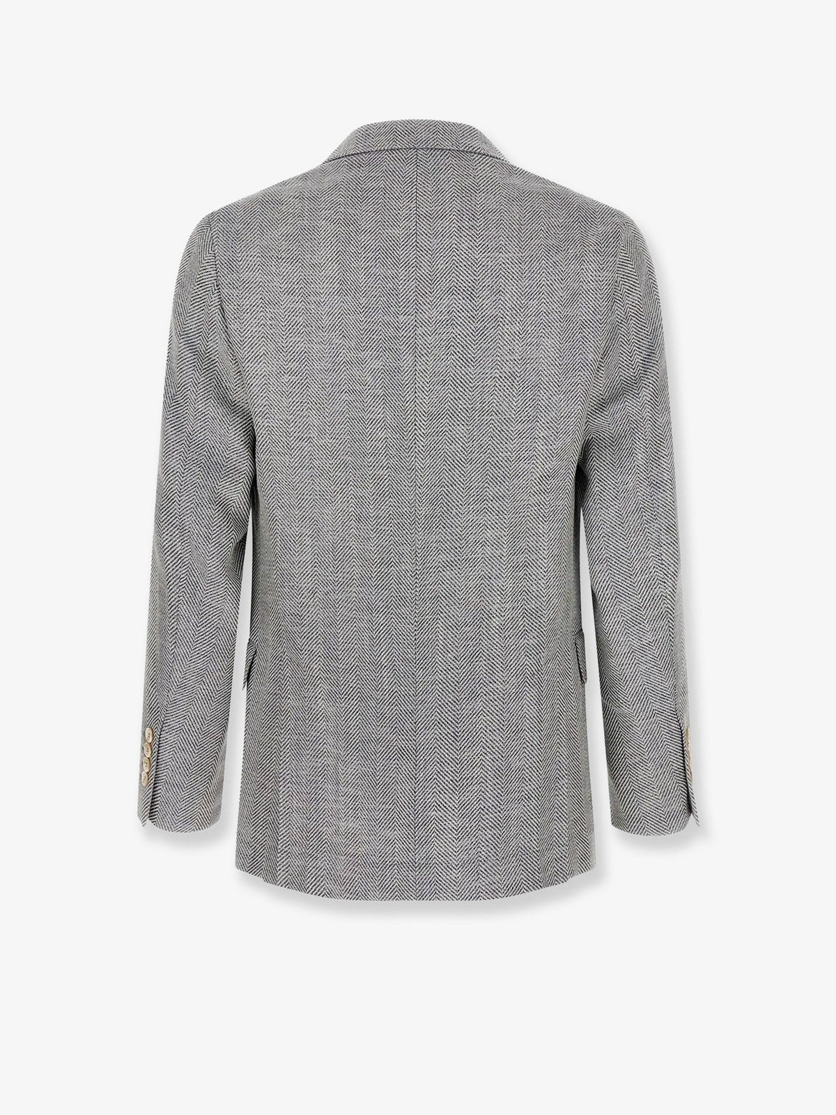 Brunello Cucinelli Deconstructed wool, alpaca and silk chevron blazer - Ceruleo