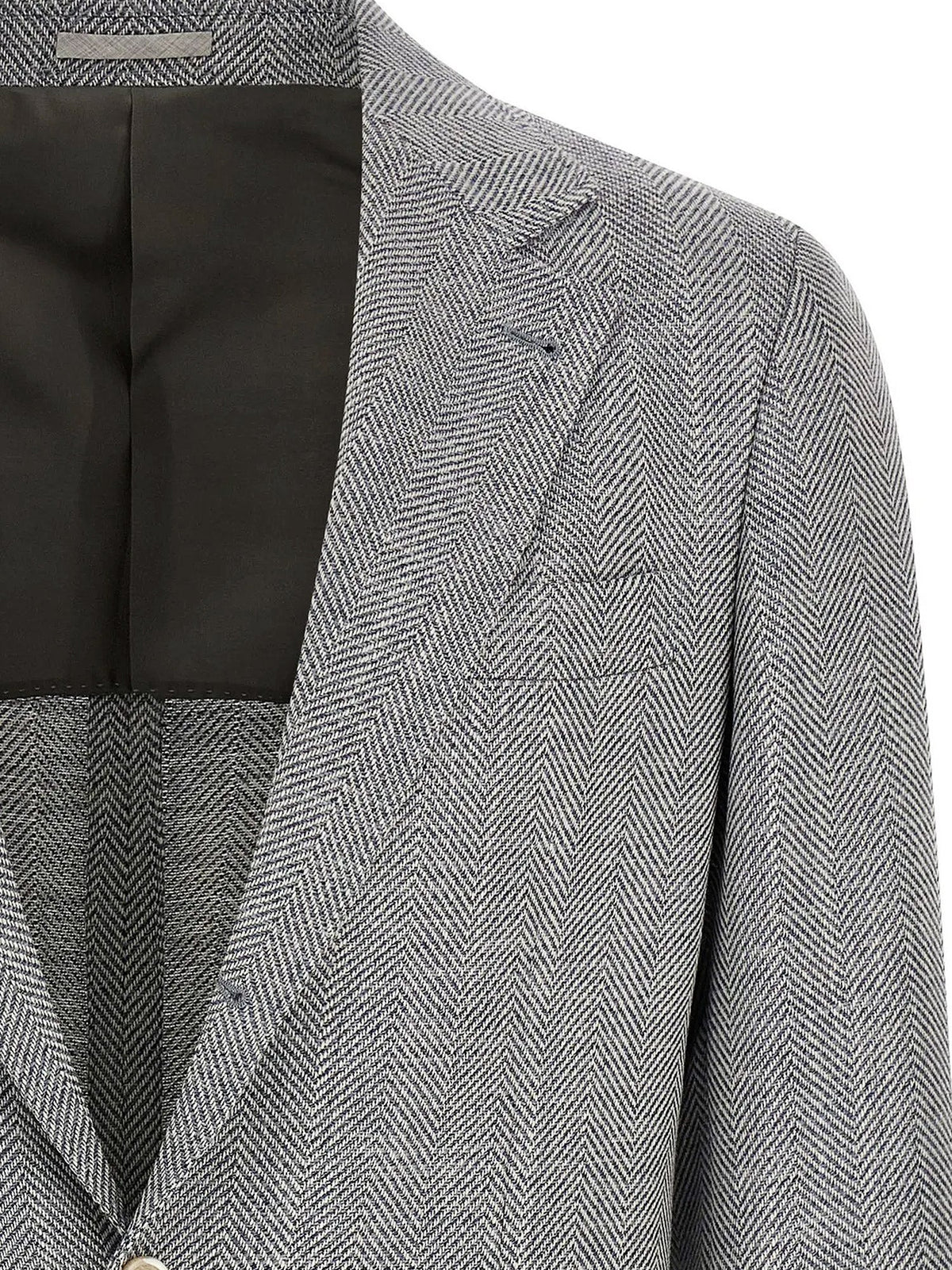 Brunello Cucinelli Deconstructed wool, alpaca and silk chevron blazer - Ceruleo
