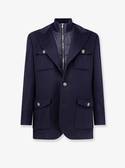 Brunello Cucinelli Virgin wool jacket with internal padded vest - Navy