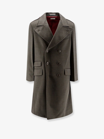 BRUNELLO CUCINELLI - Double-breasted virgin wool coat