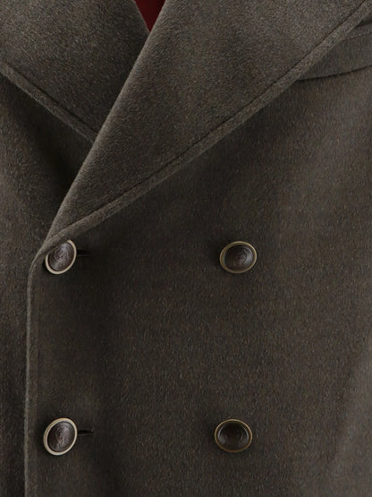BRUNELLO CUCINELLI - Double-breasted virgin wool coat