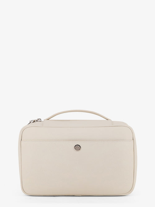 Brunello Cucinelli Leather beauty case with metal logo detail - Ghiaccio