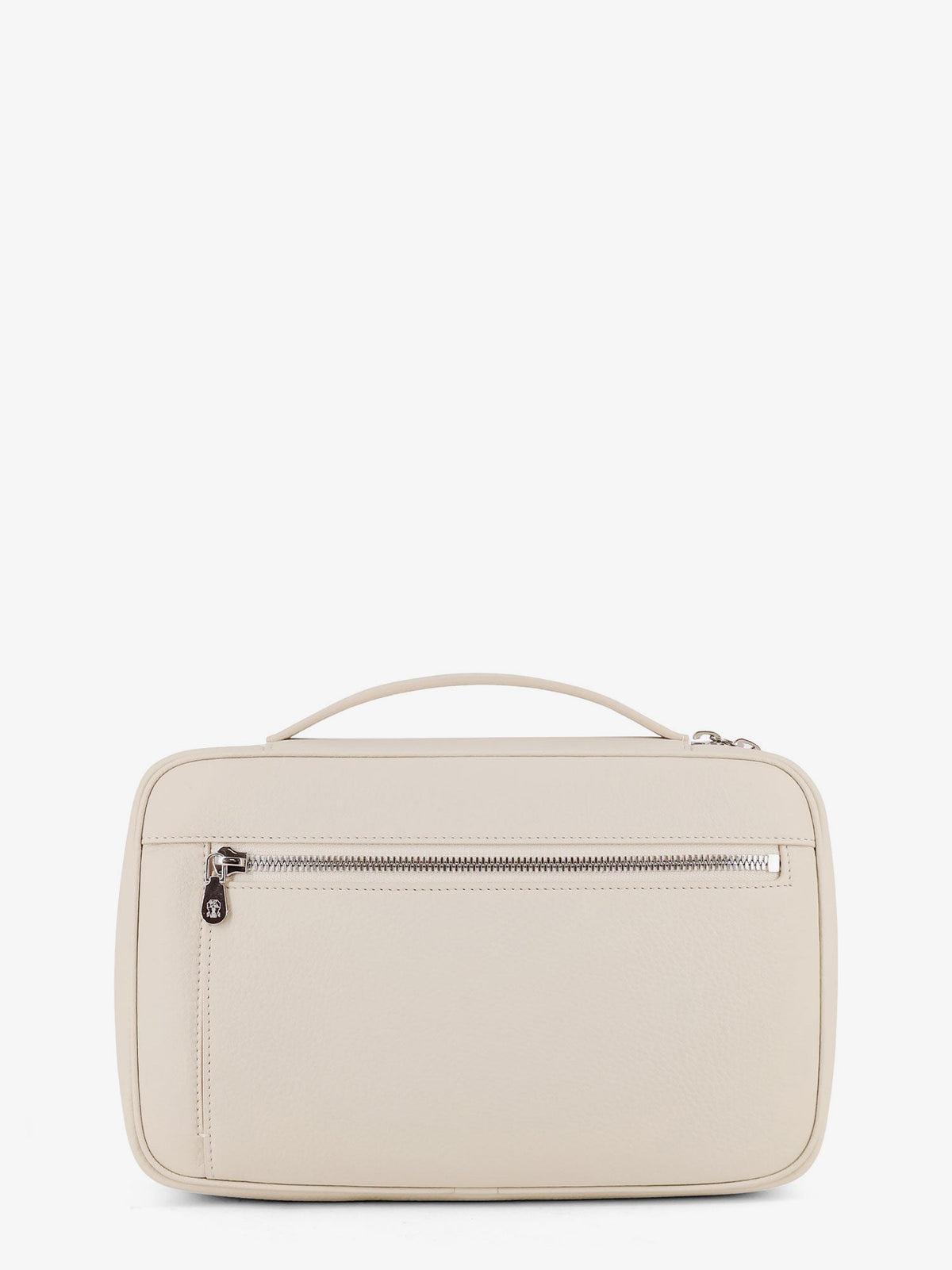 Brunello Cucinelli Leather beauty case with metal logo detail - Ghiaccio