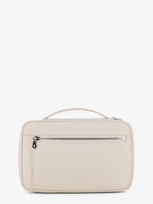 Brunello Cucinelli Leather beauty case with metal logo detail - Ghiaccio