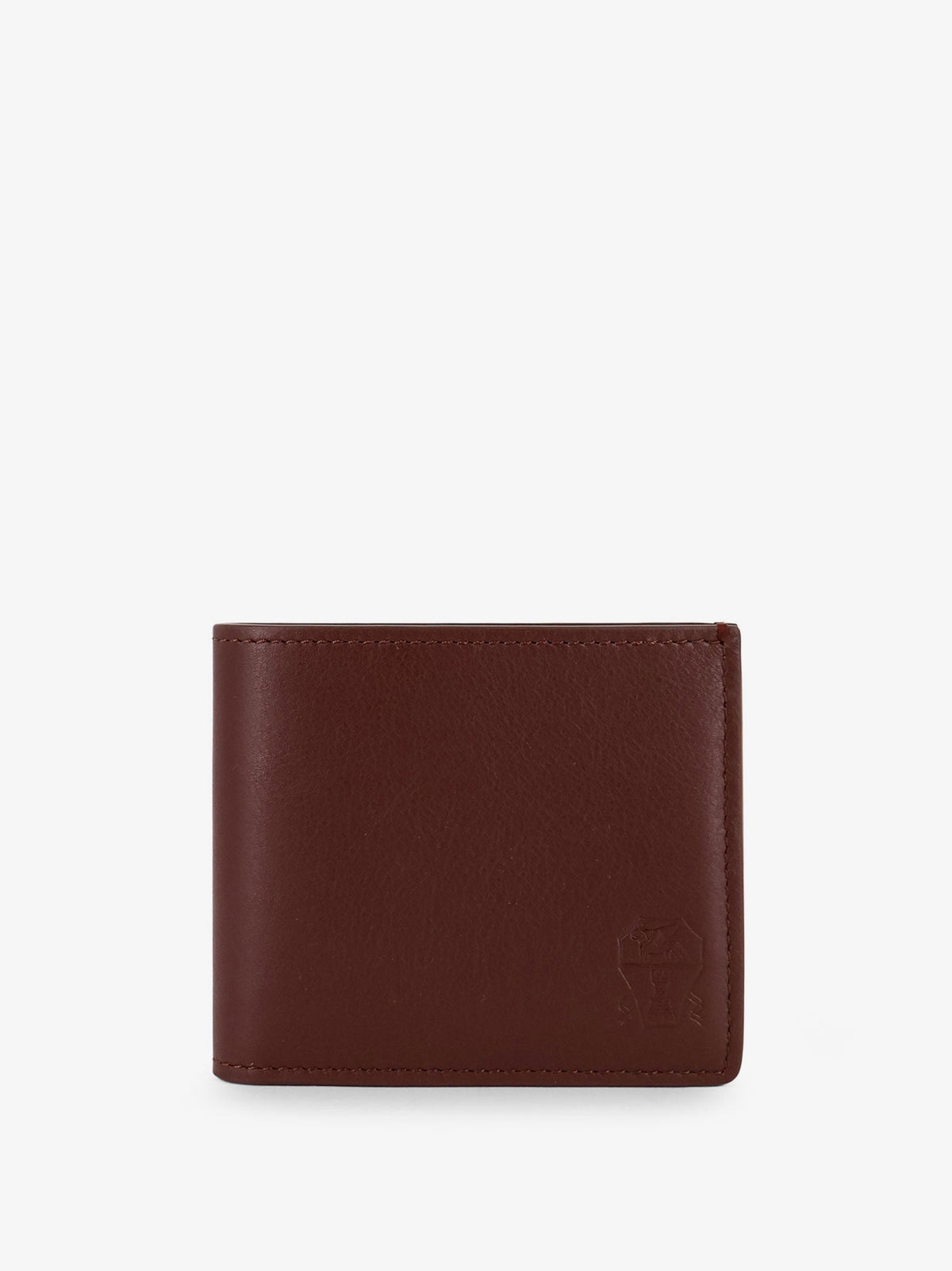 Brunello Cucinelli Hammered leather wallet with engraved logo - Bruciato